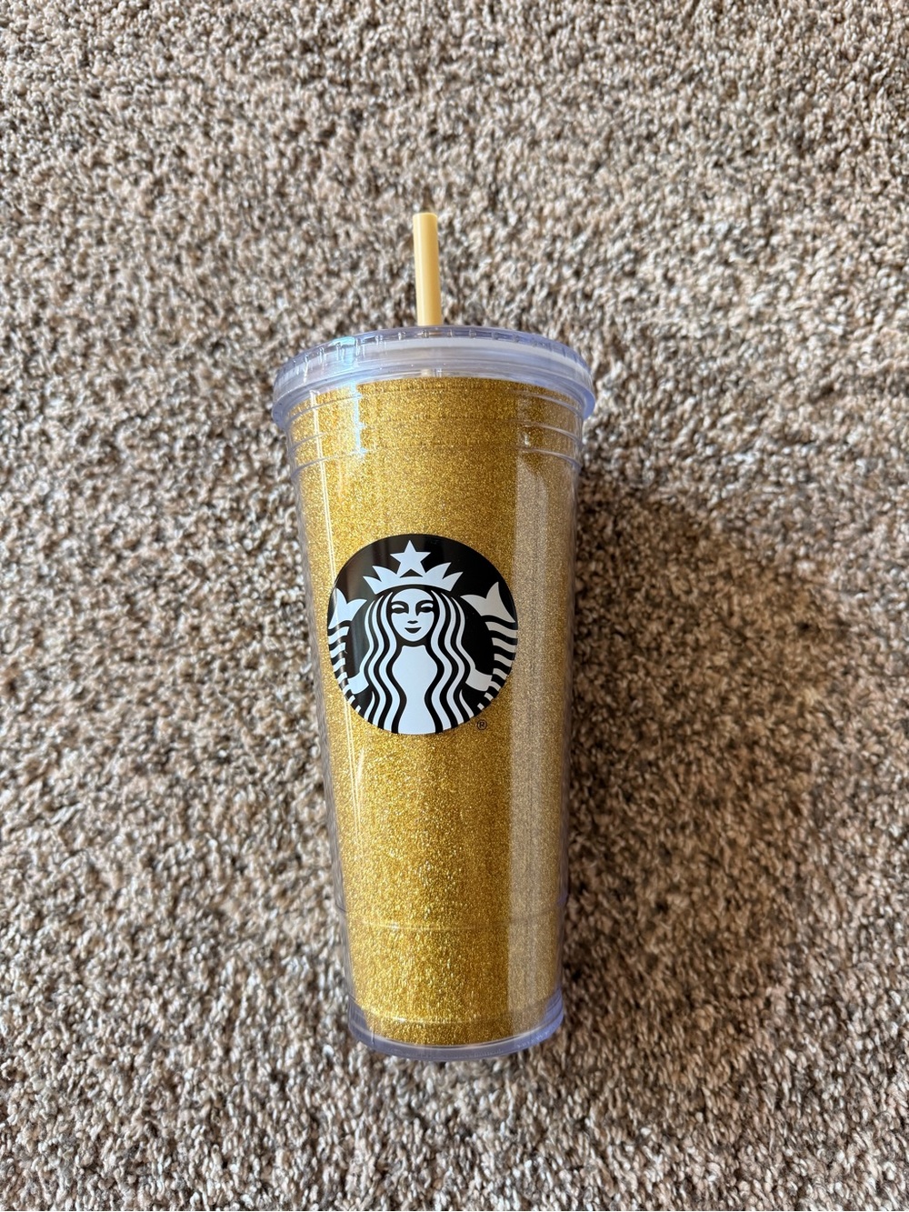 Starbucks Gold Glitter Reusable Tumbler with Straw